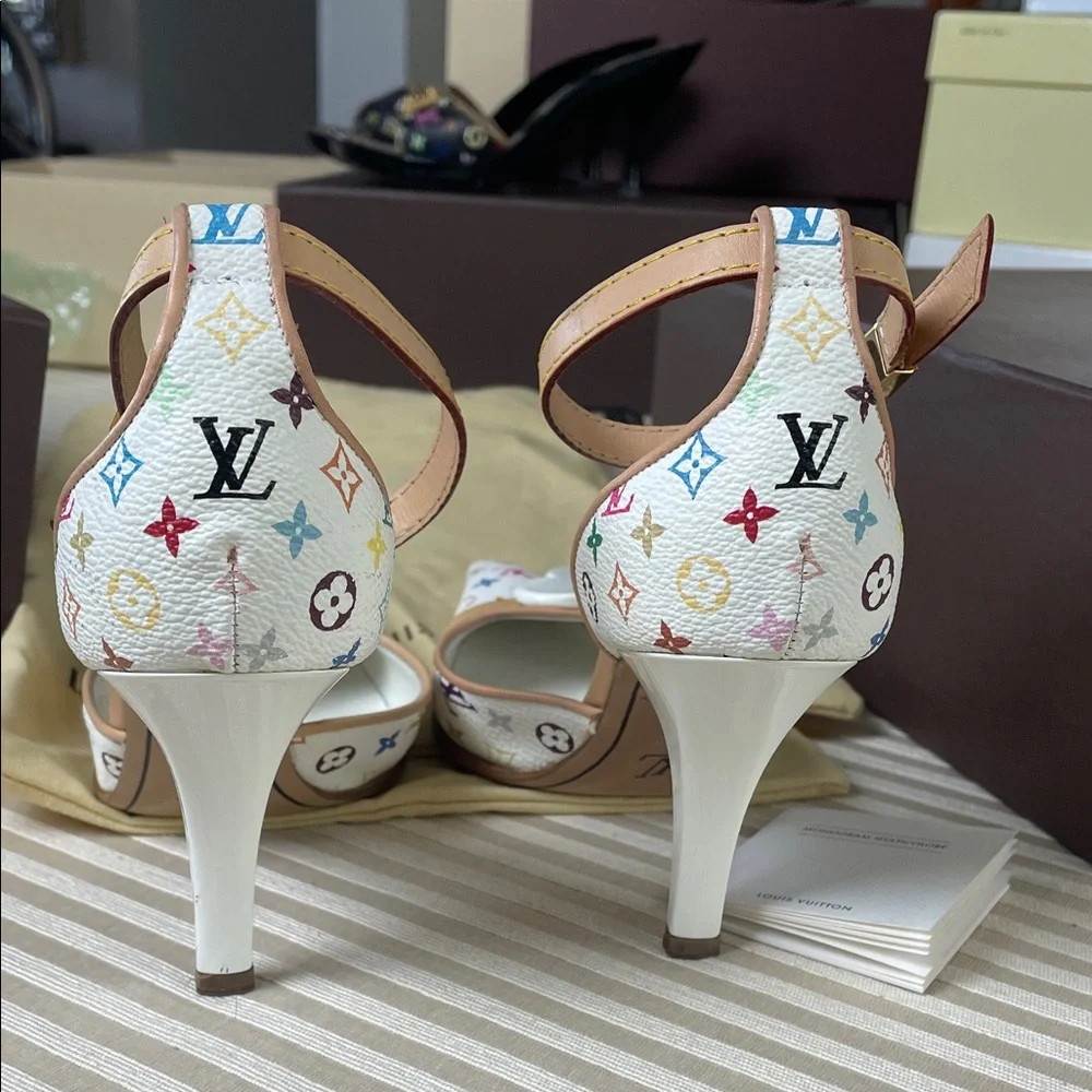 Louis Vuitton Murakami multicolor LV monogram Fleur print heels